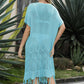 DOUBLE TAKE Eyelet Fringe Hem Longline Knit Cover Up at Bella Road