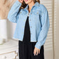 DOUBLE TAKE Dropped Shoulder Raw Hem Denim Jacket at Bella Road