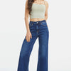 High Waist Cat's Whisker Wide Leg Jeans | Full Size - DEEP SEA