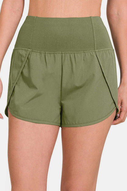 High-Waisted Zippered Back Pocket Active Shorts