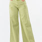 High waist distressed wide leg green jeans for a trendy and stylish look, perfect for any casual outing.