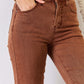 Close-up of High Rise Tummy Control Straight Jeans with raw hem and pocket, featuring Risen Jeans' flattering fit and no-stretch cotton blend.