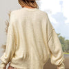 BiBi V-Neck Button Up Dropped Shoulder Cardigan - Cream