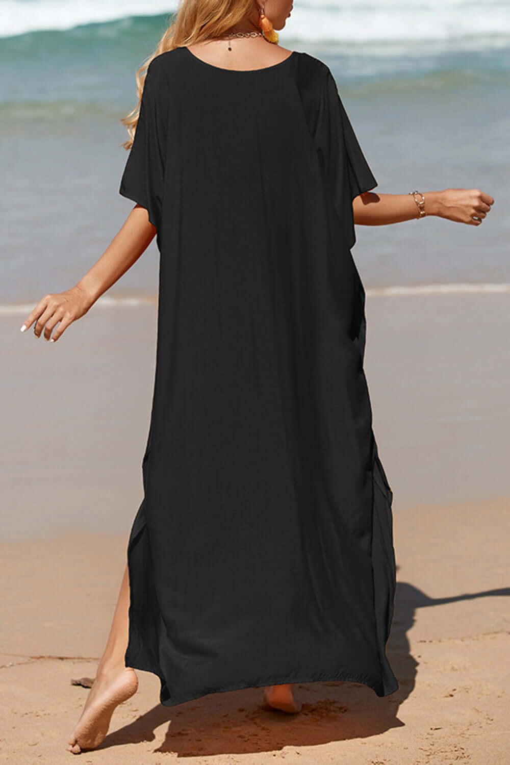 BELLA ROAD Slit V-Neck Half Sleeve Cover-Up at Bella Road