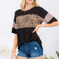 CELESTE Full Size Leopard Exposed Seam Short Sleeve T-Shirt at Bella Road