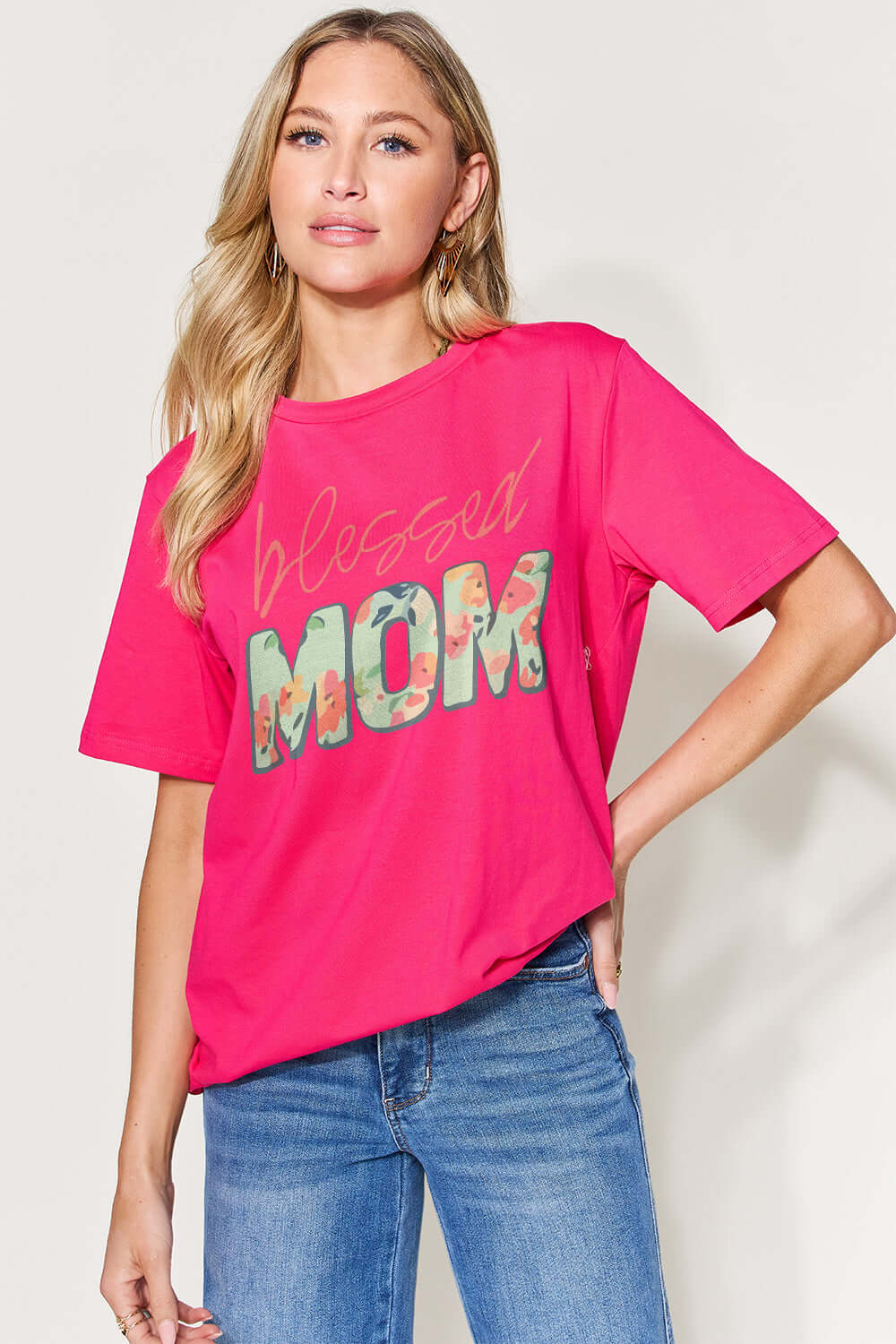 SIMPLY LOVE Full Size Letter Graphic Round Neck Short Sleeve T-Shirt at Bella Road