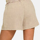 ZENANA Washed Frayed Hem Drawstring Shorts at Bella Road