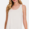 Round Neck Flowy Hem Tank - Ivory