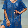 Openwork Half Sleeve Cover-Up - Royal Blue