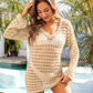 BELLA ROAD Openwork V-Neck Long Sleeve Cover-Up at Bella Road