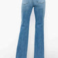 Back view of bytos Cat's Whiskers Mid Rise Bootcut Jeans, showcasing flattering fit and stylish bootcut design in light blue denim.