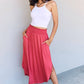 DOUBLJU Comfort Princess Full Size High Waist Scoop Hem Maxi Skirt in Hot Pink at Bella Road