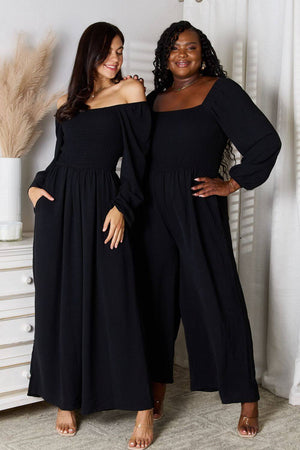 DOUBLE TAKE Square Neck Jumpsuit with Pockets at Bella Road