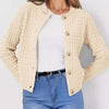 Bella Road Button Up Round Neck Long Sleeve Cardigan - Tan