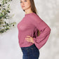 CULTURE CODE Full Size Waffle-Knit Round Neck Long Sleeve Blouse at Bella Road