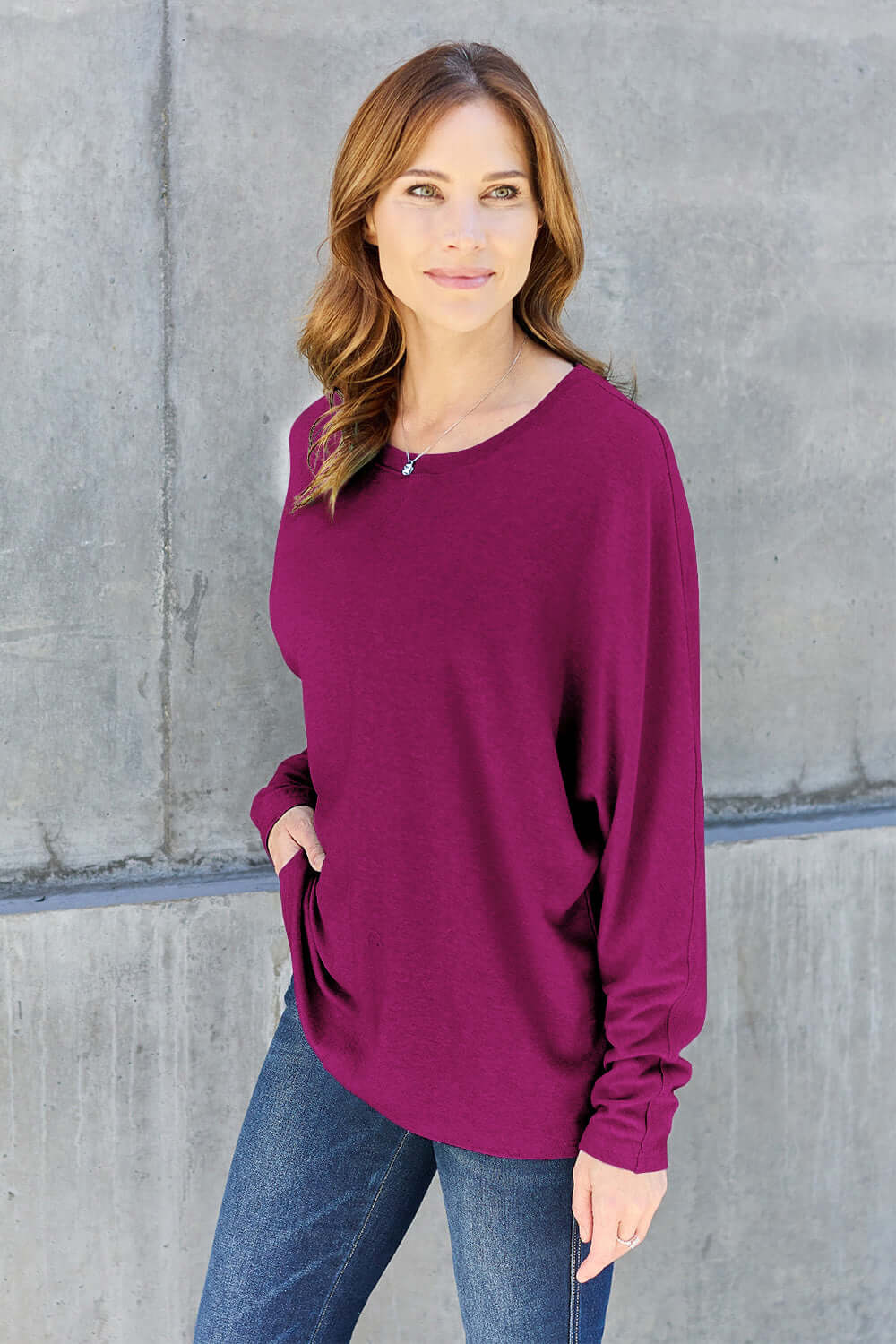 DOUBLE TAKE Full Size Round Neck Long Sleeve T-Shirt at Bella Road