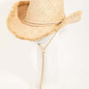 Adjustable Strap Raw Hem Weave Hat - Ivory