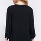 ACTIVE BASIC Full Size Notched Long Sleeve Woven Top at Bella Road