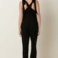 MITTOSHOP Rib Knit V-Neck Cross Back Jumpsuit at Bella Road