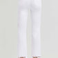 White high rise crop straight jeans with tummy control elastic band, featuring a modern cropped leg and flattering fit from behind.