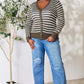 Full Size Striped Snap Down Cardigan