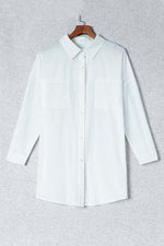 BELLA ROAD Button-Up Longline Shirt with Breast Pockets at Bella Road