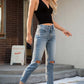 BAYEAS High Waist Distressed Washed Cropped Mom Jeans at Bella Road