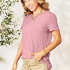 Round Neck Short Sleeve T-Shirt | Full Size - Dusty Pink