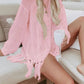 DOUBLE TAKE Openwork Tassel Hem Long Sleeve Knit Cover Up at Bella Road