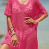 Openwork Half Sleeve Cover-Up - Hot Pink