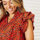 DOUBLE TAKE Floral Flutter Sleeve Notched Neck Blouse at Bella Road