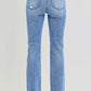 Risen full size distressed high-rise ankle straight jeans rear view showing vintage-style distressed details and straight leg cut.