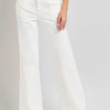 RISEN High Rise Ankle Flare Jeans with Patch Pockets - Cream