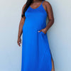 Good Energy Full Size Cami Side Slit Maxi Dress in Royal Blue - Royal  Blue