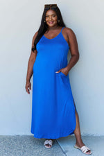 NINEXIS Good Energy Full Size Cami Side Slit Maxi Dress in Royal Blue at Bella Road