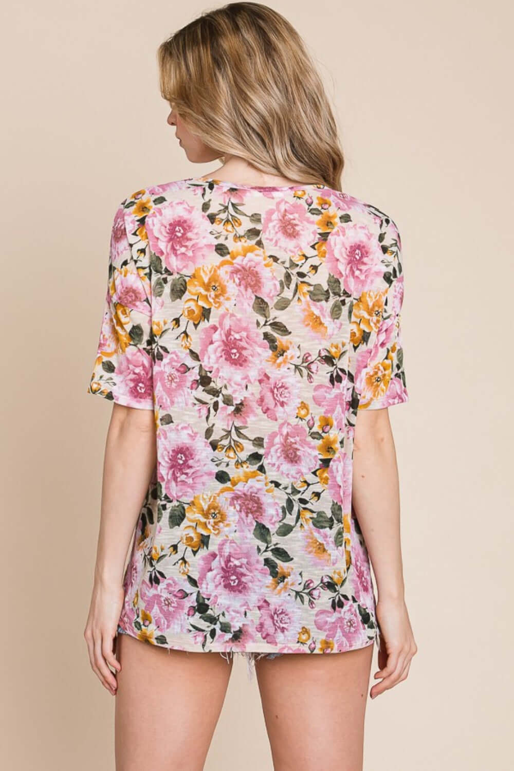 BOMBOM Floral Round Neck T-Shirt at Bella Road