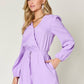 DOUBLE TAKE Full Size Drawstring Long Sleeve Romper at Bella Road