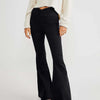 Asymmetric Waist Flare Jeans - Black