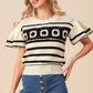 Granny Square Short Sleeve Striped Sweater