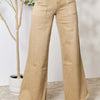 Raw Hem Wide Leg Jeans - Tan