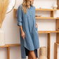 SEW IN LOVE High-Low Button Up Roll-Tab Sleeve Denim Dress at Bella Road