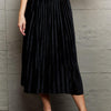 Accordion Pleated Flowy Midi Skirt - Black