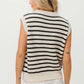 Flower Patch Striped Half Button Sweater Vest