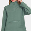 Zenana Turtleneck Half Snap Fleece Sweatshirt - Ash Jade