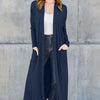 Open Front Long Sleeve Cover Up - Dark Blue