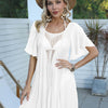 Openwork Flutter Sleeve Cover-Up Dress - White