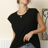 Round Neck Cap Sleeve T-Shirt - Black