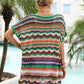 BELLA ROAD Rainbow Stripe Scalloped V-Neck Cover-Up Dress at Bella Road