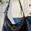 Braided Strap Shoulder Bag - BLACK