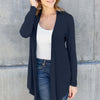 Open Front Long Sleeve Cardigan - Dark Blue